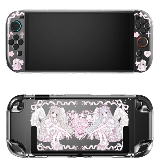 Clear Sakura Angel TPU & Dock Case Bundle for Nintendo Switch 2