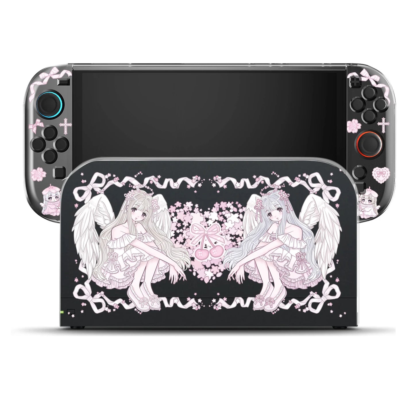 Clear Sakura Angel TPU & Dock Case Bundle for Nintendo Switch 2