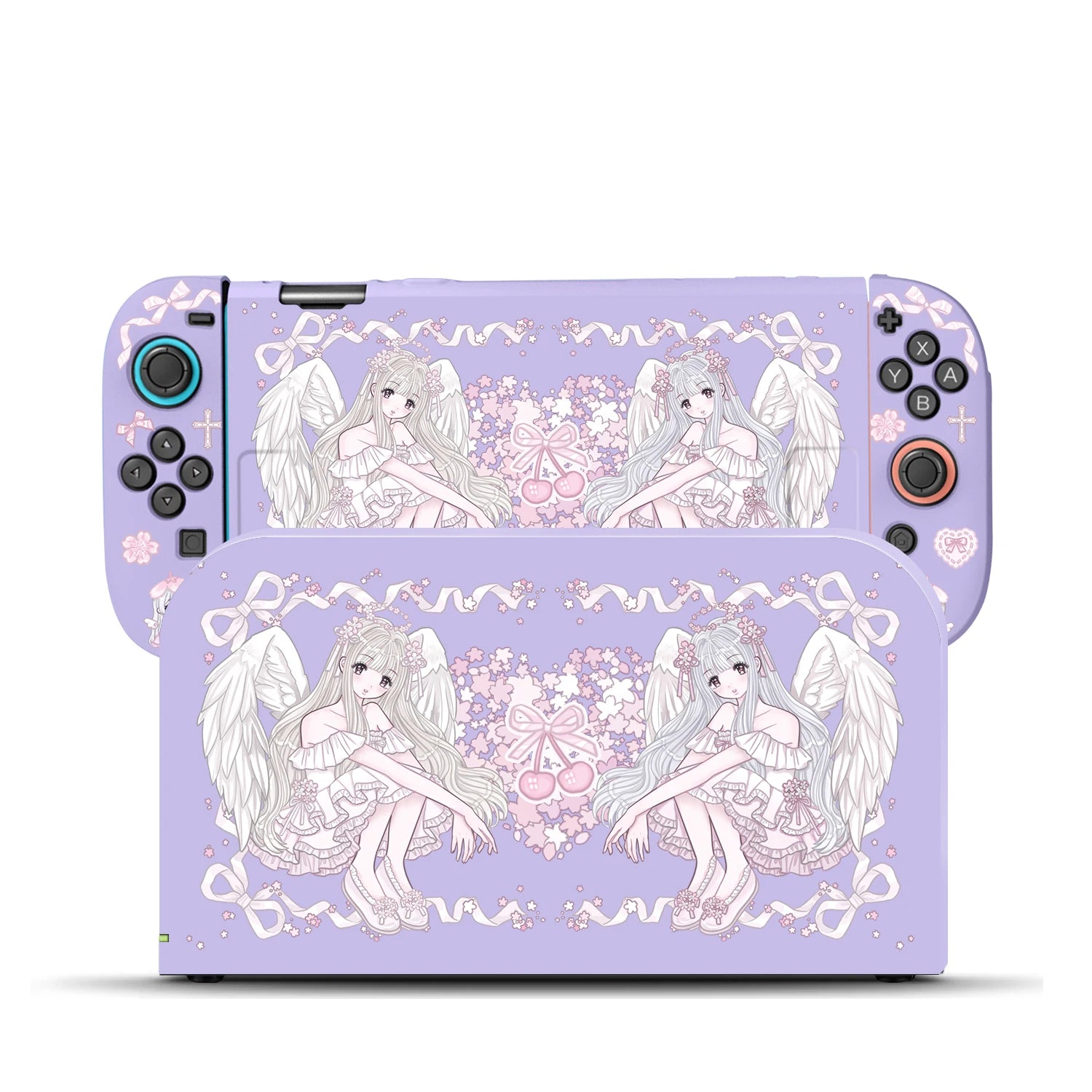Purple Sakura Angel TPU & Dock Case Bundle for Nintendo Switch 2