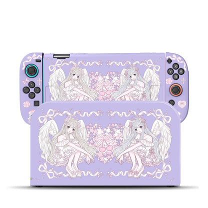 Purple Sakura Angel TPU & Dock Case Bundle for Nintendo Switch 2