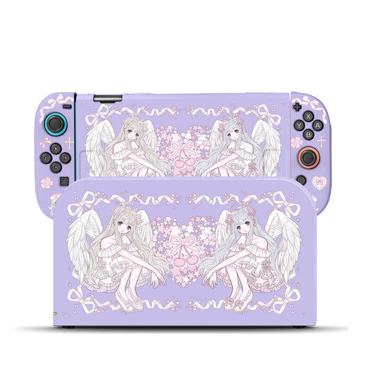 Purple Sakura Angel TPU & Dock Case Bundle for Nintendo Switch 2