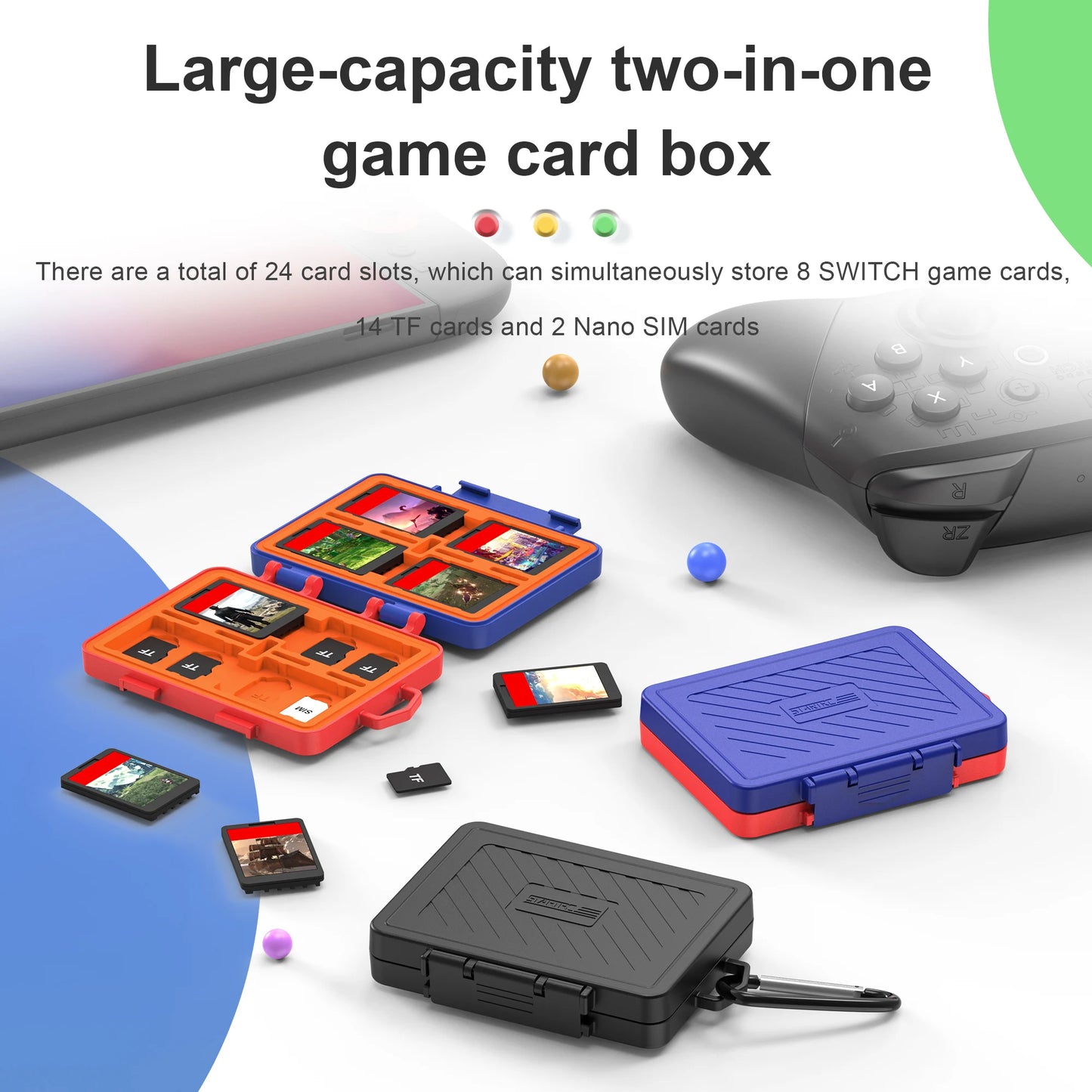 Blue & Red Game Card Storage Case for Nintendo Switch 2
