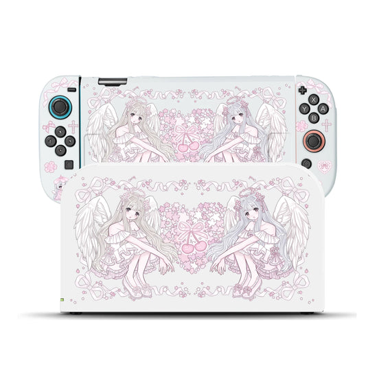 White Sakura Angel TPU & Dock Case Bundle for Nintendo Switch 2