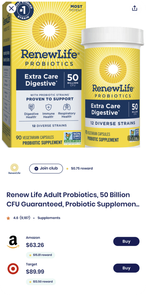 Brandclub shopping offer for Renew Life Adult Probiotics, earn cash back